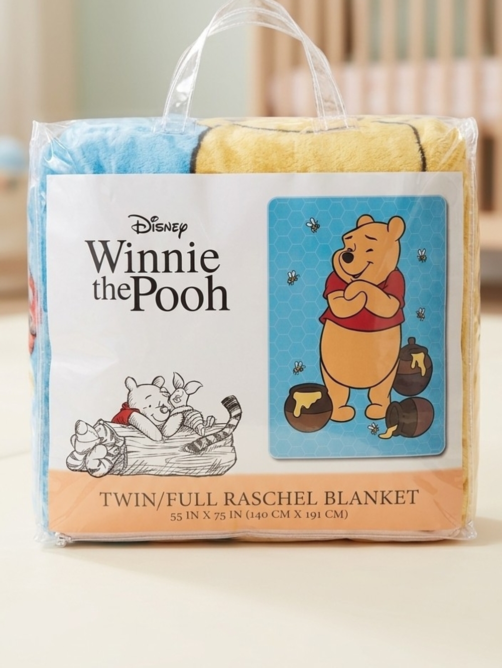NWT Disney Winnie the Pooh Bear Twin/Full Size Raschel Blanket - Picture 2 of 2